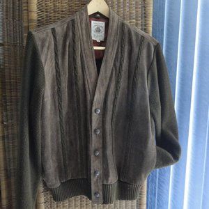 Vintage Caribou Bay Suede Knit Jacket Sweater Brown L